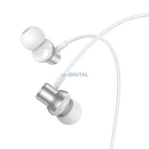 HOCO drót fülhallgató 3,5 mm-es jack mikrofonnal M110 ezüst