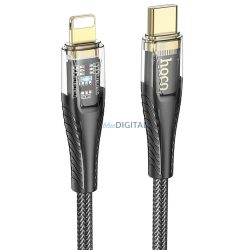   HOCO C típusú kábel Lightning PD 27W U121 1,2 m fekete átlátszó
