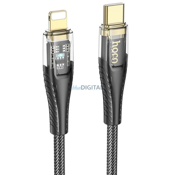 HOCO C típusú kábel Lightning PD 27W U121 1,2 m fekete átlátszó