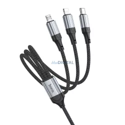   Hoco X102 USB-A - Type-C/Lightning/micro USB kábel 2.4A 1m - fekete