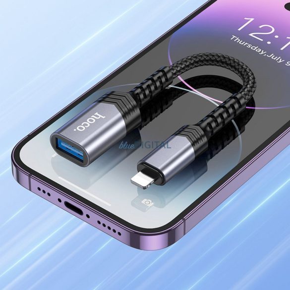 HOCO adapter iPhone Lightning 8 tűs (apa) USB (női) 3.0 UA24 fekete