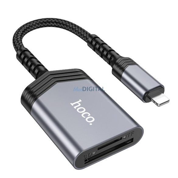 HOCO kártyaolvasó 2in1 iPhone Lightning 8-pin UA25 szürke