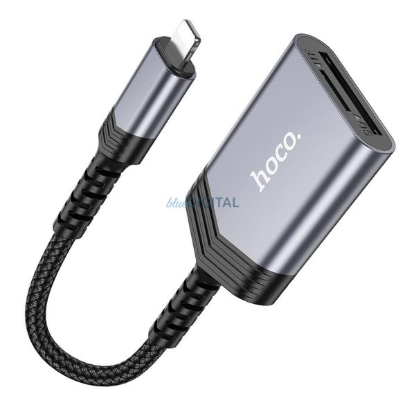 HOCO kártyaolvasó 2in1 iPhone Lightning 8-pin UA25 szürke
