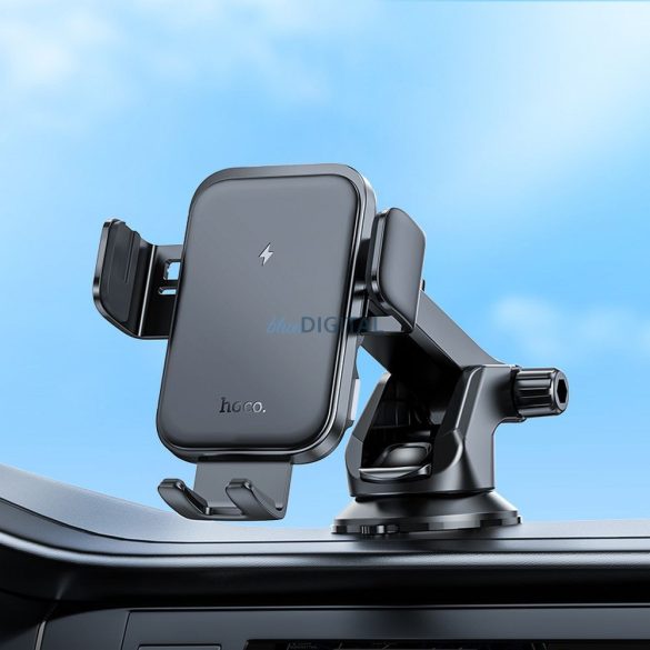 HOCO autós telefontartó a szélvédőre / középkonzolra vezeték nélküli töltés Jenny HW11 fekete