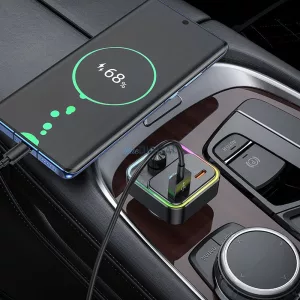 Hoco QC3.0 PD 30 W-os autós töltő FM-adóval, E81, fekete