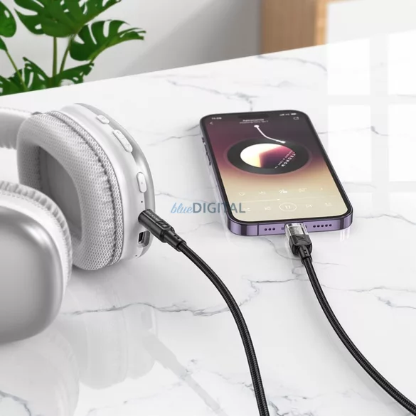 HOCO kábel AUX Audio Jack 3,5mm és Lightninng 8-pin UPA27 1,2m fekete