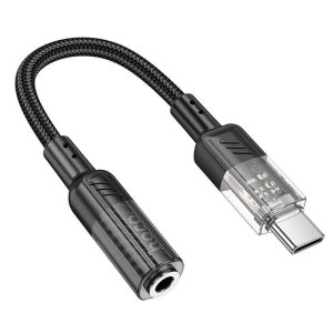 HOCO adapter átlátszó Type-C 3,5 mm-es Spirit LS37 fekete