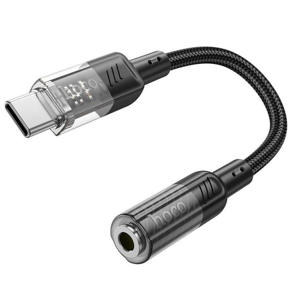 HOCO adapter átlátszó Type-C 3,5 mm-es Spirit LS37 fekete