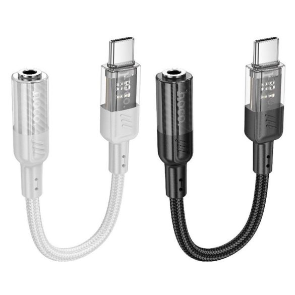 HOCO adapter átlátszó Type-C 3,5 mm-es Spirit LS37 fekete