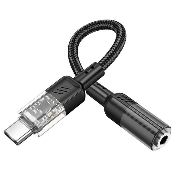 HOCO adapter átlátszó Type-C 3,5 mm-es Spirit LS37 fekete