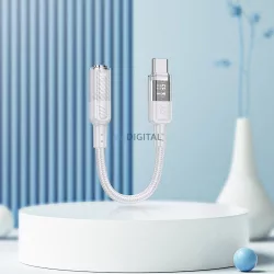 HOCO adapter átlátszó Type-C 3,5mm Spirit LS37 szürke