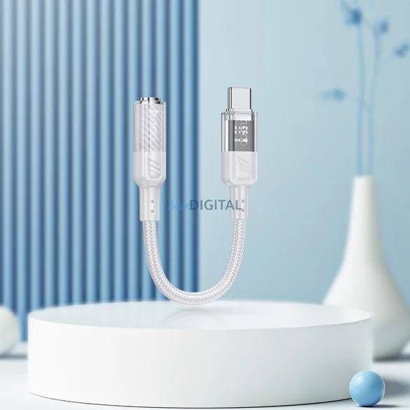 HOCO adapter átlátszó Type-C 3,5mm Spirit LS37 szürke