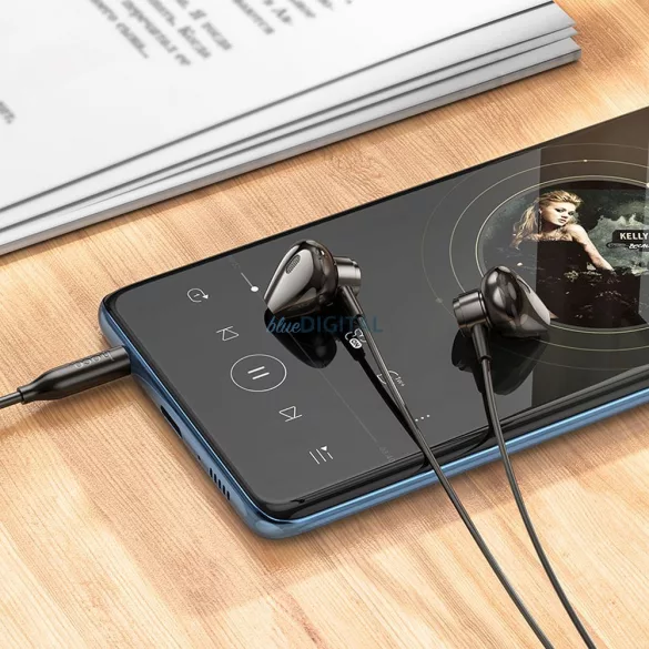 HOCO drót fülhallgató 3,5 mm-es jack mikrofonnal M125 fekete