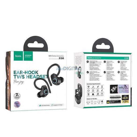 Hoco EQ8 Pure Joy bluetooth vezeték nélküli fülhallgató TWS - fekete