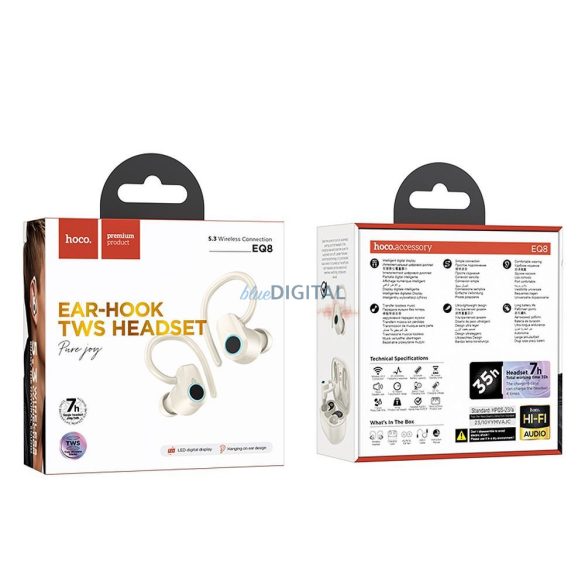 HOCO EQ8 Pure Joy Bluetooth fülhallgató TWS - tejfehér