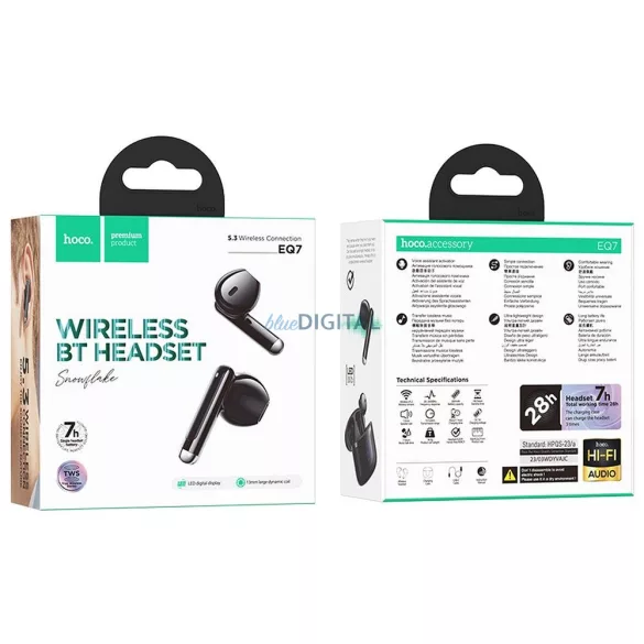 Hoco EQ7 TWS bluetooth vezeték nélküli fülhallgató - fekete