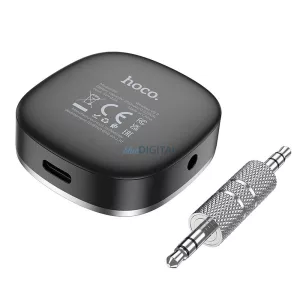 Hoco AUX-Bluetooth-adapter 3,5 mm-es csatlakozóval, kijelzővel, E80, fekete
