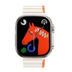 HOCO AS102 mágneses szilikon szíj Apple Watch 42 / 44 / 45 / 49 mm - fehér-narancssárga