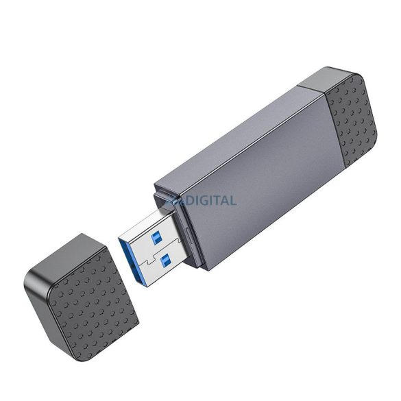 HOCO kártyaolvasó 2in1 USB A + Type-C 2.0 - szürke