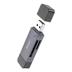 HOCO kártyaolvasó 2in1 USB A + C 3.0 tok - szürke