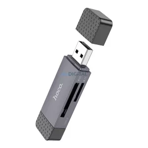 HOCO kártyaolvasó 2in1 USB A + C 3.0 tok - szürke
