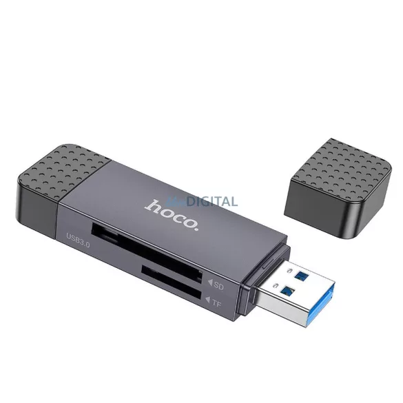 HOCO kártyaolvasó 2in1 USB A + C 3.0 tok - szürke