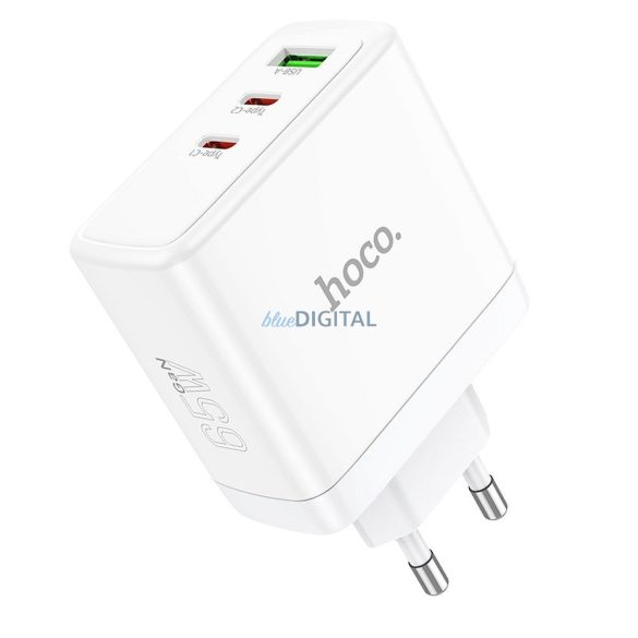 Hoco N30 hálózati töltő 1XUSB-A és 2xUSB-C csatlakozással QC PD 65W GaN - fehér