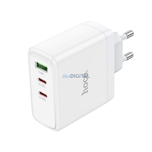 Hoco N30 hálózati töltő 1XUSB-A és 2xUSB-C csatlakozással QC PD 65W GaN - fehér