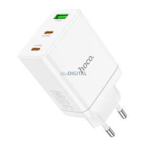 HOCO N33 hálózati töltő 1xUSB-A és 2xUSB-C csatlakozással 35W - fehér