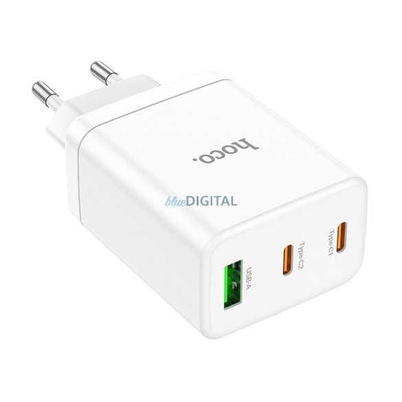 HOCO N33 hálózati töltő 1xUSB-A és 2xUSB-C csatlakozással 35W - fehér