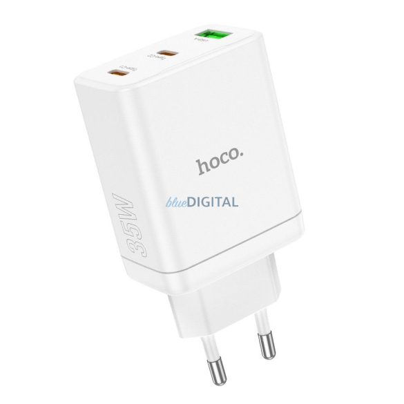 HOCO N33 hálózati töltő 1xUSB-A és 2xUSB-C csatlakozással 35W - fehér