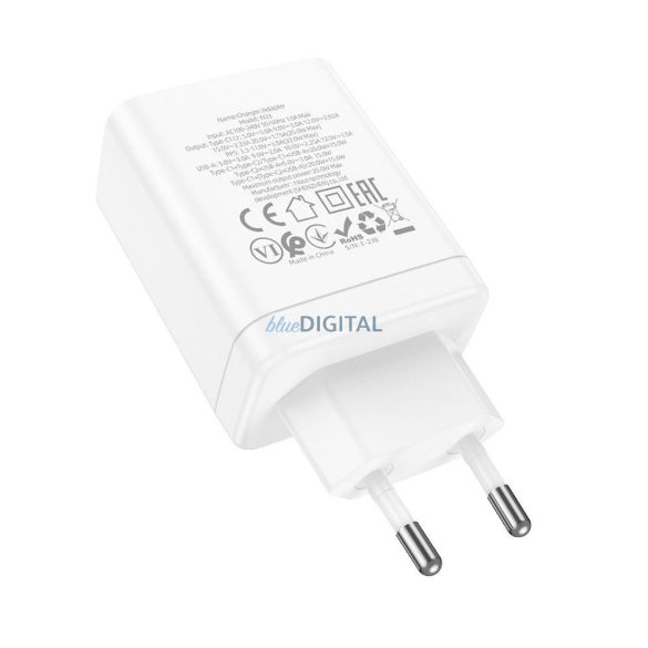 HOCO N33 hálózati töltő 1xUSB-A és 2xUSB-C csatlakozással 35W - fehér