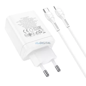 HOCO N33 töltő 2x Type-C + USB-A + Type-C-Lightning kábel PD QC3.0 3A 35W - fehér