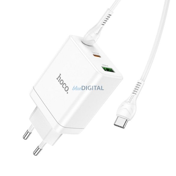 HOCO N33 hálózati töltő 1xUSB-A és 2xUSB-C csatlakozással és Type-C - Type-C kábellel 35W - fehér