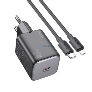 Hoco N40 hálózati töltő 1xUSB-C csatlakozással és Type-C - Lightning kábellel QC PD 20W - fekete