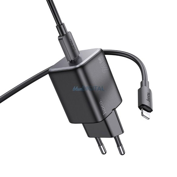 Hoco N40 hálózati töltő 1xUSB-C csatlakozással és Type-C - Lightning kábellel QC PD 20W - fekete