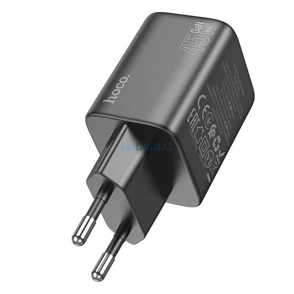 Hoco N42 hálózati töltő 2xUSB-C csatlakozással PD QC 45W GaN - fekete