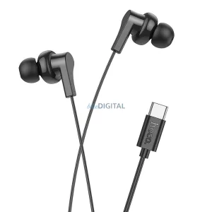 Hoco M114 vezetékes fülhallgató mikrofonnal, Type-C csatlakozóval - fekete