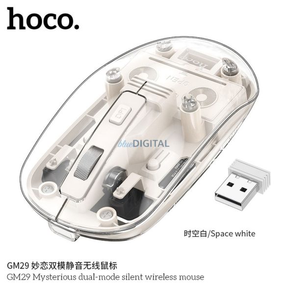 Hoco GM29 vezeték nélküli egér 2,4G 1600 dpi - fehér