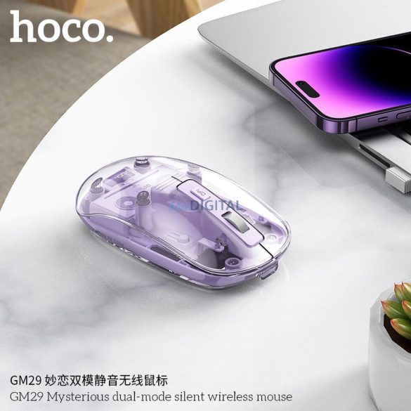 HOCO számítógépes vezeték nélküli egér 2,4G 1600 dpi GM29 romantikus lila