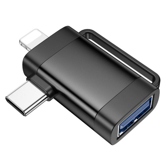 Hoco UA31F adapter Type-C/Lightning - USB-A OTG - fekete