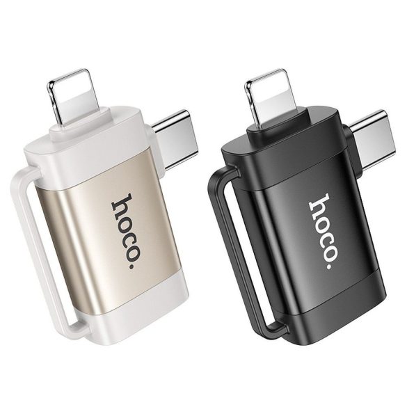 Hoco UA31F adapter Type-C/Lightning - USB-A OTG - fekete