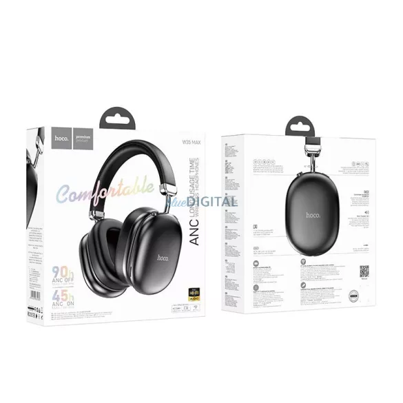 HOCO vezeték nélküli fejhallgató bluetooth ANC W35 Max fekete