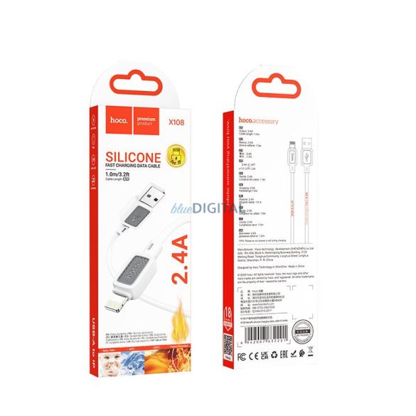 HOCO kábel USB-A - Lightning 2,4A X108 1 m fehér