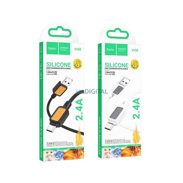 HOCO kábel USB-A - Micro USB 2,4A X108 1 m fekete