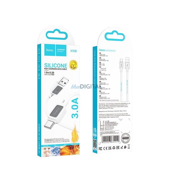 Hoco X108 USB-A - Type-C kábel 3A 1m - fehér