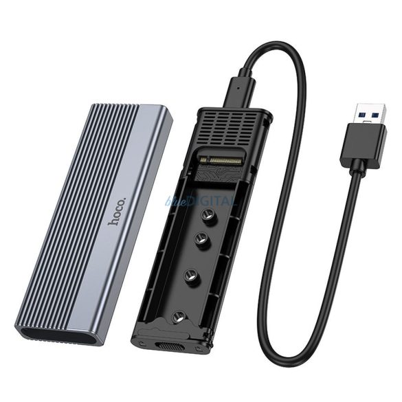 HOCO tokozás M.2 SATA SSD meghajtókhoz M kulcs B+M kulcs akár 4TB USB A USB3.2 / 6GBps HB47 fém szürke