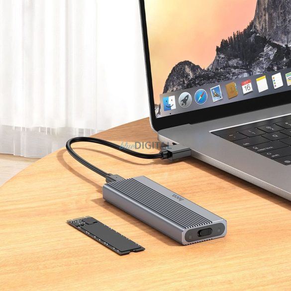 HOCO tokozás M.2 SATA SSD meghajtókhoz M kulcs B+M kulcs akár 4TB USB A USB3.2 / 6GBps HB47 fém szürke