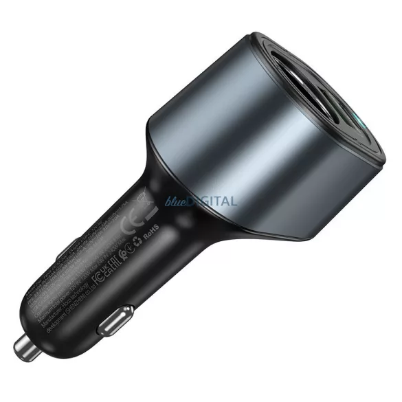 HOCO autós töltő USB-A + C típus + szivargyújtó PD QC3.0 3A 35W Z56 fekete