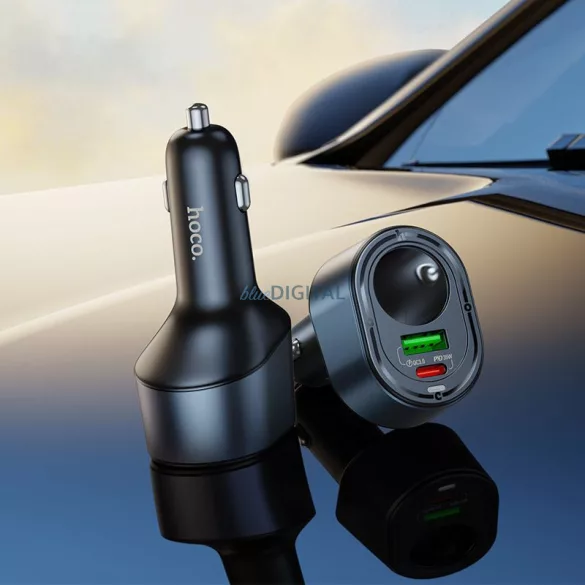 HOCO autós töltő USB-A + C típus + szivargyújtó PD QC3.0 3A 35W Z56 fekete